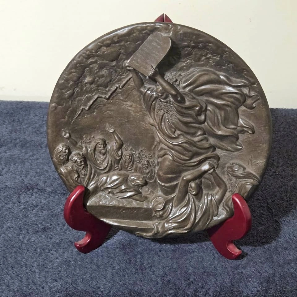 Vintage Rhodes Studios Bronze Plates – “Jacob & the Angel” + “Mo - photo 2