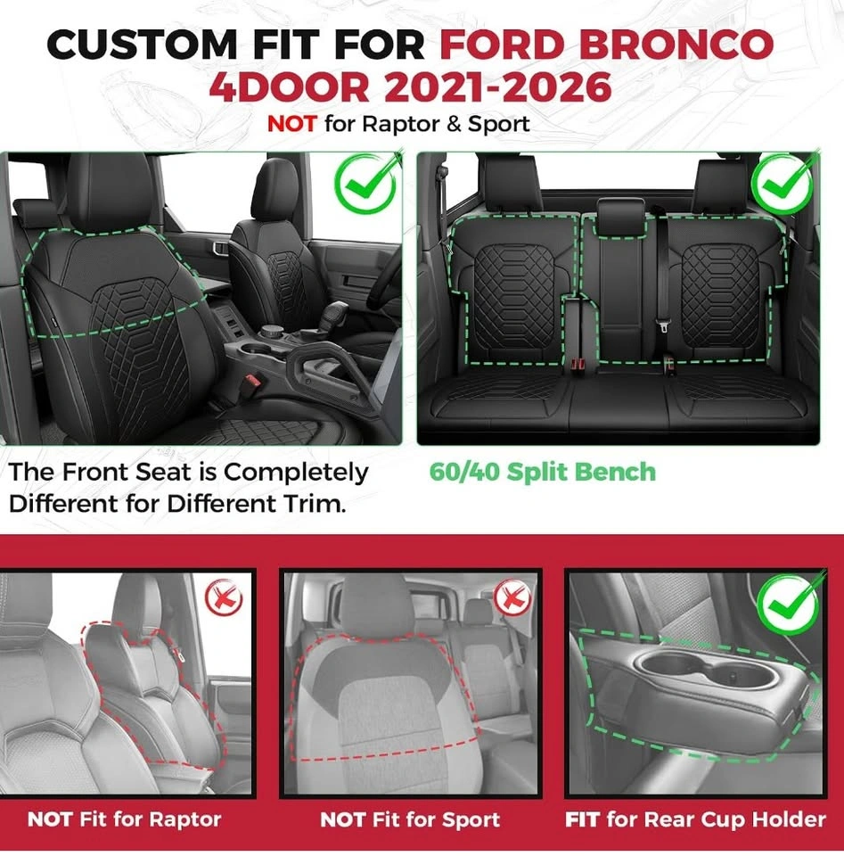 FREESOO Custom Seat Covers for Ford Bronco 4 Door - photo 2