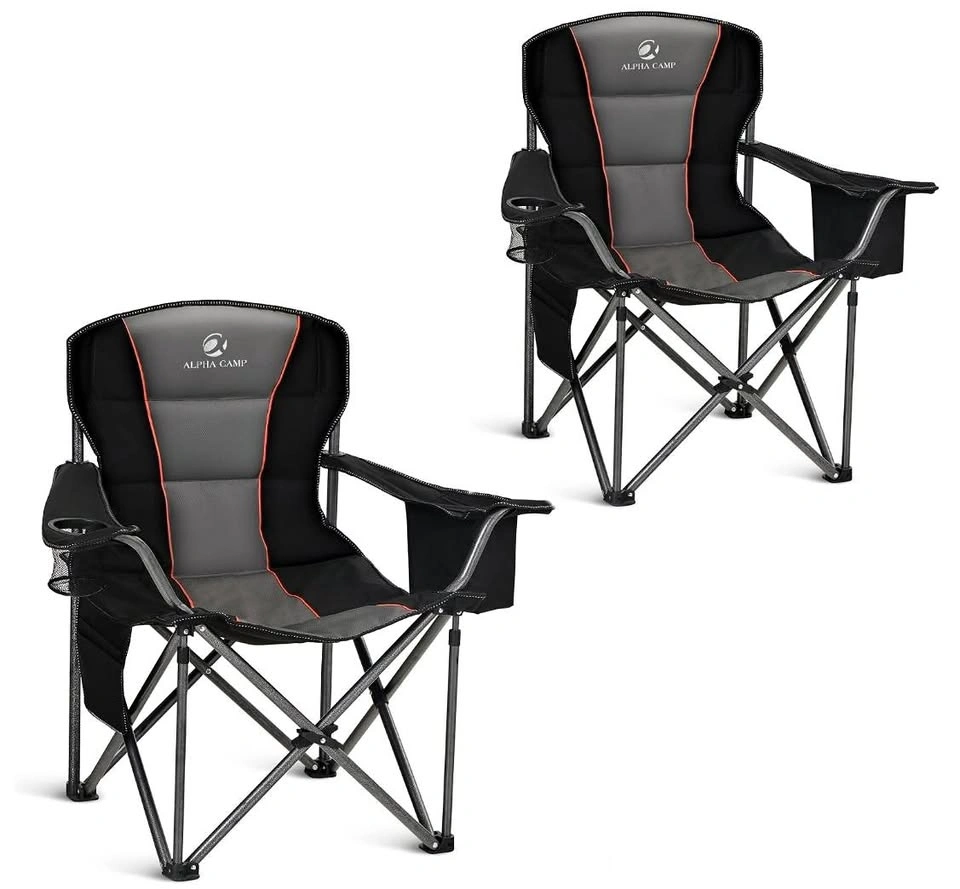 Alpha Camp 2PC Oversized Camping Folding Chair, 450lbs