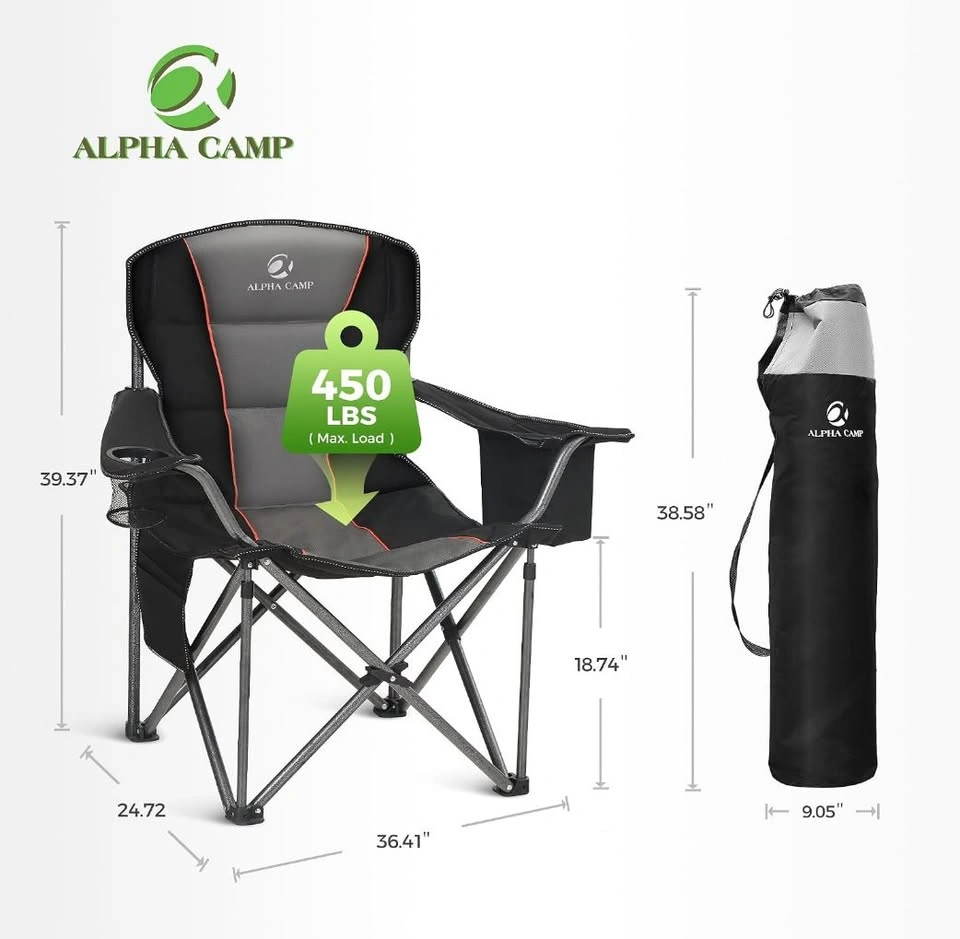 Alpha Camp 2PC Oversized Camping Folding Chair, 450lbs - photo 2