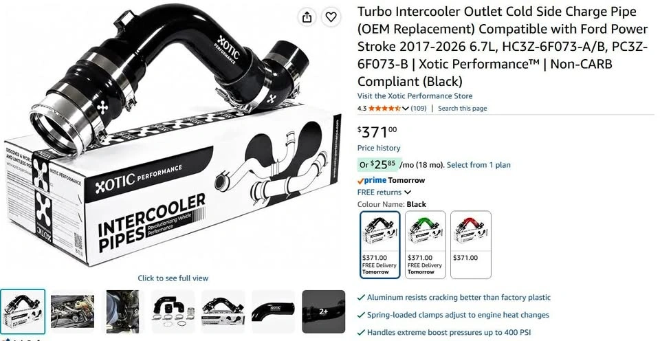 Turbo Intercooler Cold Side Charge Pipe (OEM Replacement)