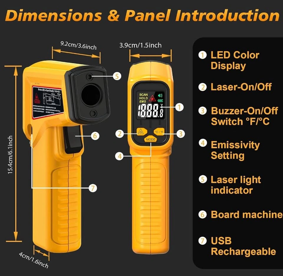 FKM Rechargeable Infrared Thermometer Gun, 13-Point Laser - photo 5