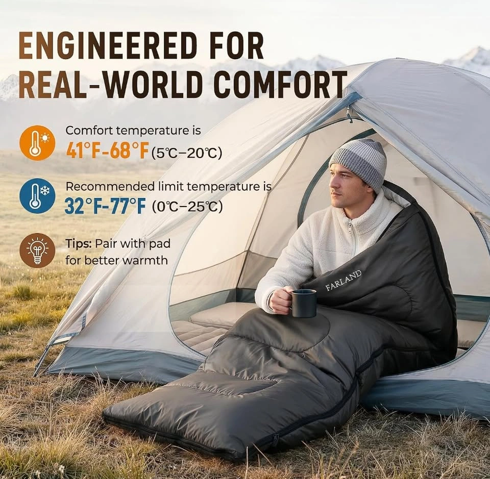 FARLAND Sleeping Bags Dark Grey (L Zip) | Size: Large(87"x33") - photo 2
