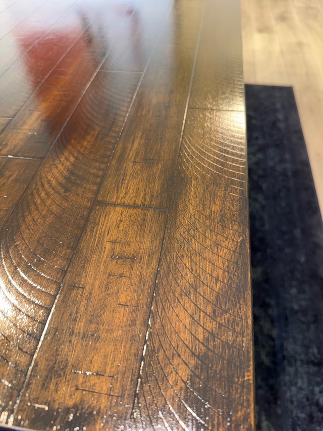Modern Dark Wood Dining Table with Metal Legs - photo 3