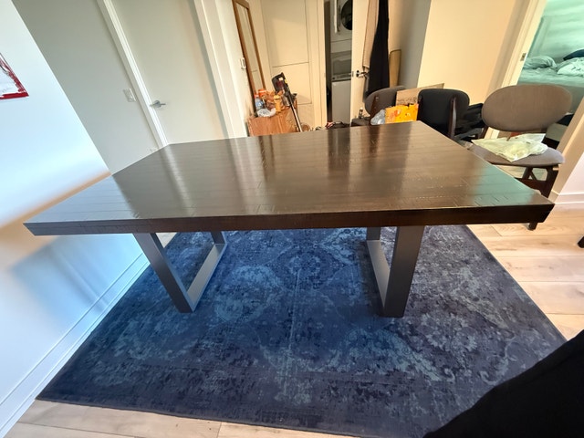 Modern Dark Wood Dining Table with Metal Legs - photo 4