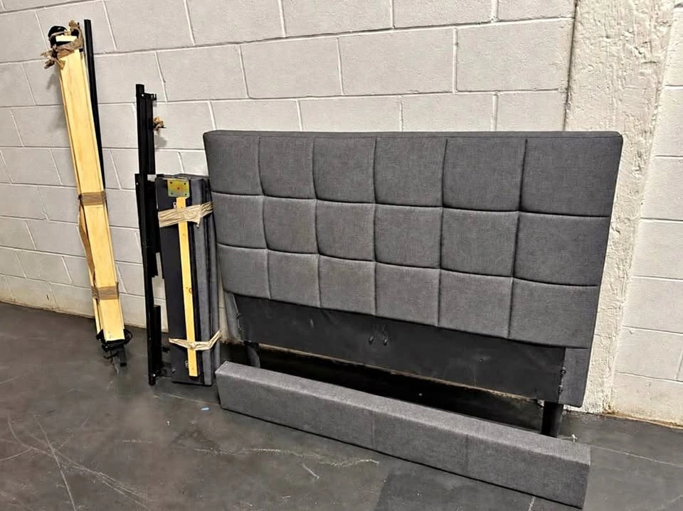 Full Size Gray Upholstered Bed Frame – Delivery Available