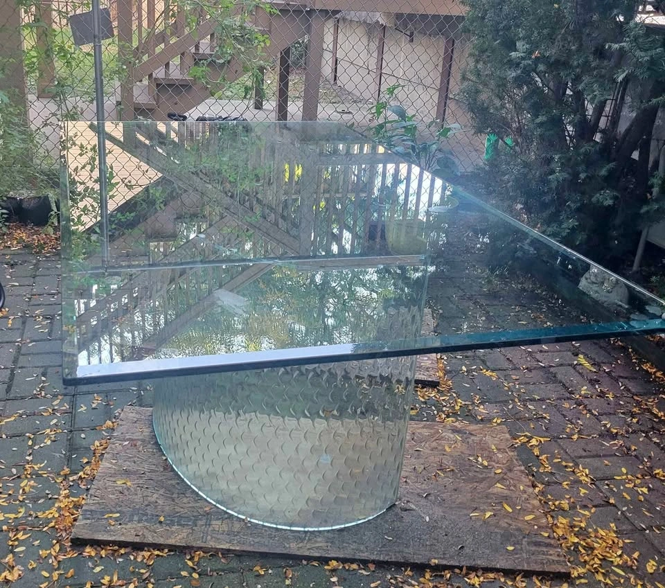 Huge Modern Glass Dining Conference Table 7 FT