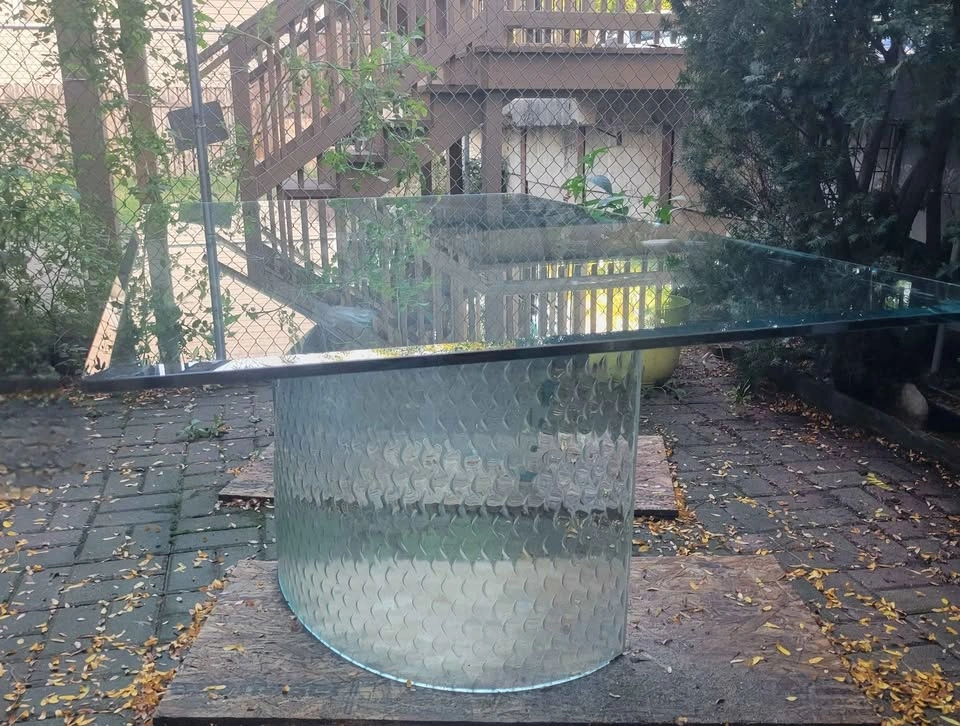 Huge Modern Glass Dining Conference Table 7 FT - photo 2