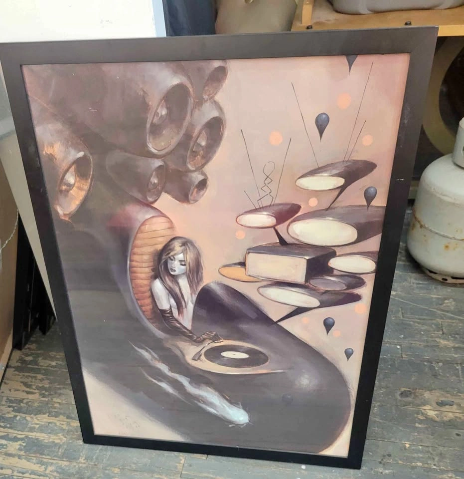 Large Framed Surreal Fantasy DJ Artwork