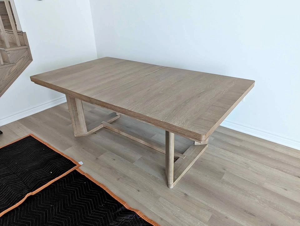 Light Oak Wood Dining Table (Extendable 80-104")