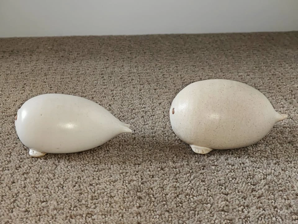 Grey Seal Pup Figurines - Handmade Artist Stamped - Set of 2 - photo 3