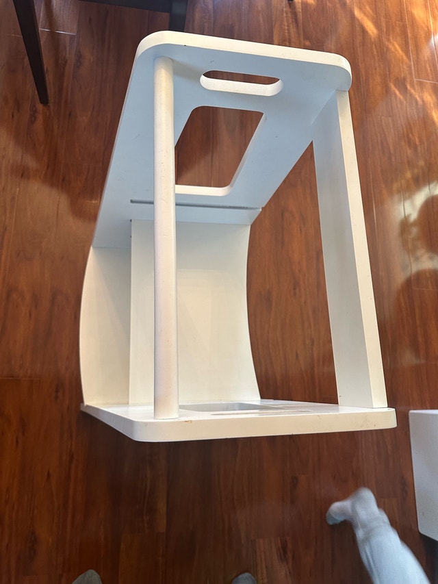 White Wooden Toddler Learning Tower / Kitchen Helper Stool