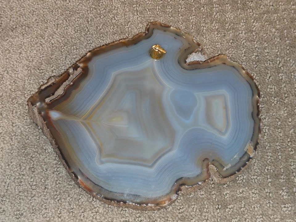Vintage Polished Agate Slice Desk Display / Paperweight Base - photo 2