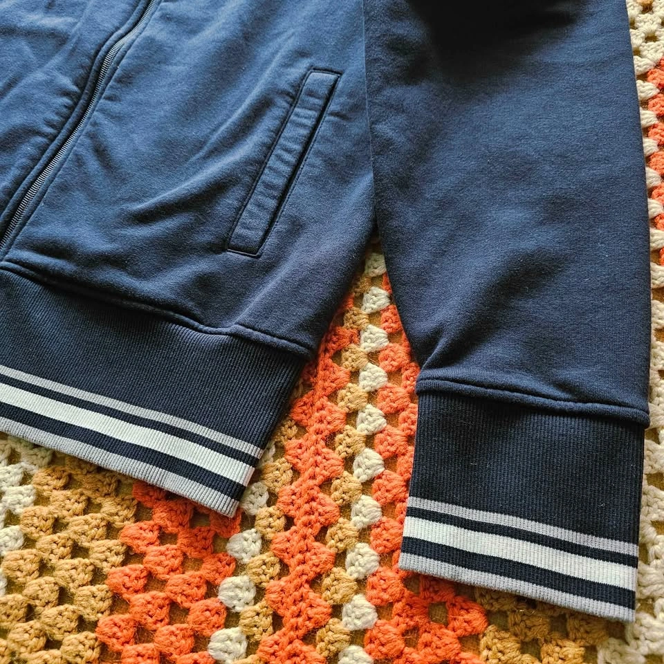 Mens M Michael Kors Navy Full Zip Varsity Stripe Fleece Bomber J - photo 5