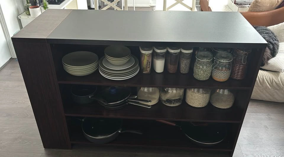 55" Farmhouse 5-Tier Kitchen Island Table with Storage Shelves - photo 4
