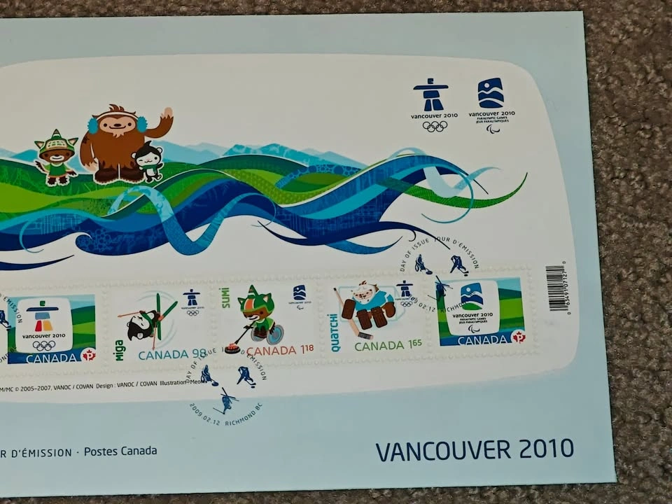 First Day Covers FDC Vancouver Winter Olympics Mascots & Emblems - photo 3