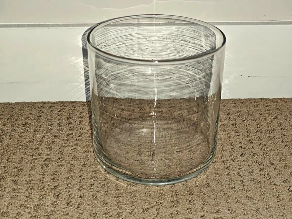 Clear Glass Cylinder Vase / Candle Holder - Heavy Base - 5" x 4-