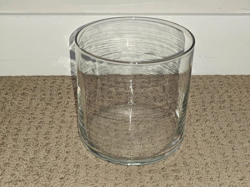 Clear Glass Cylinder Vase / Candle Holder - Heavy Base - 5" x 4- - photo 2