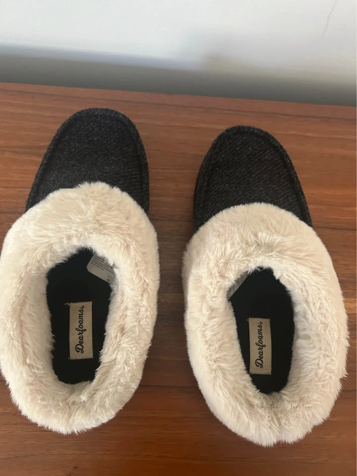 Dearfoams Women’s Twill Clog Slippers – Black/Cream - photo 2