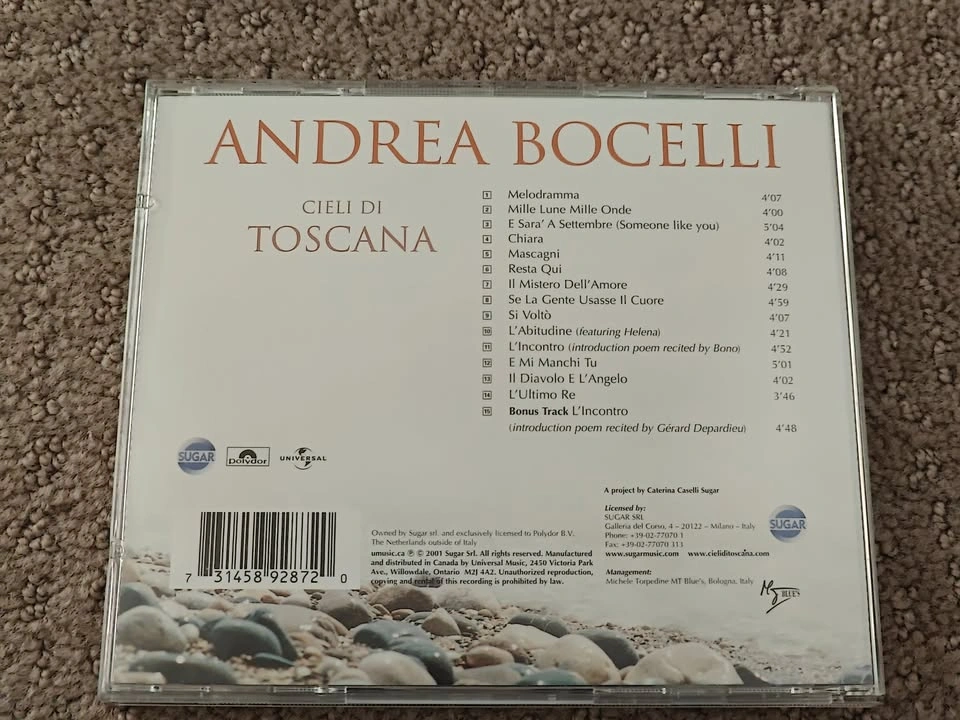 Andrea Bocelli - Cieli Di Toscana - Opera Pop Music CD Album - photo 3