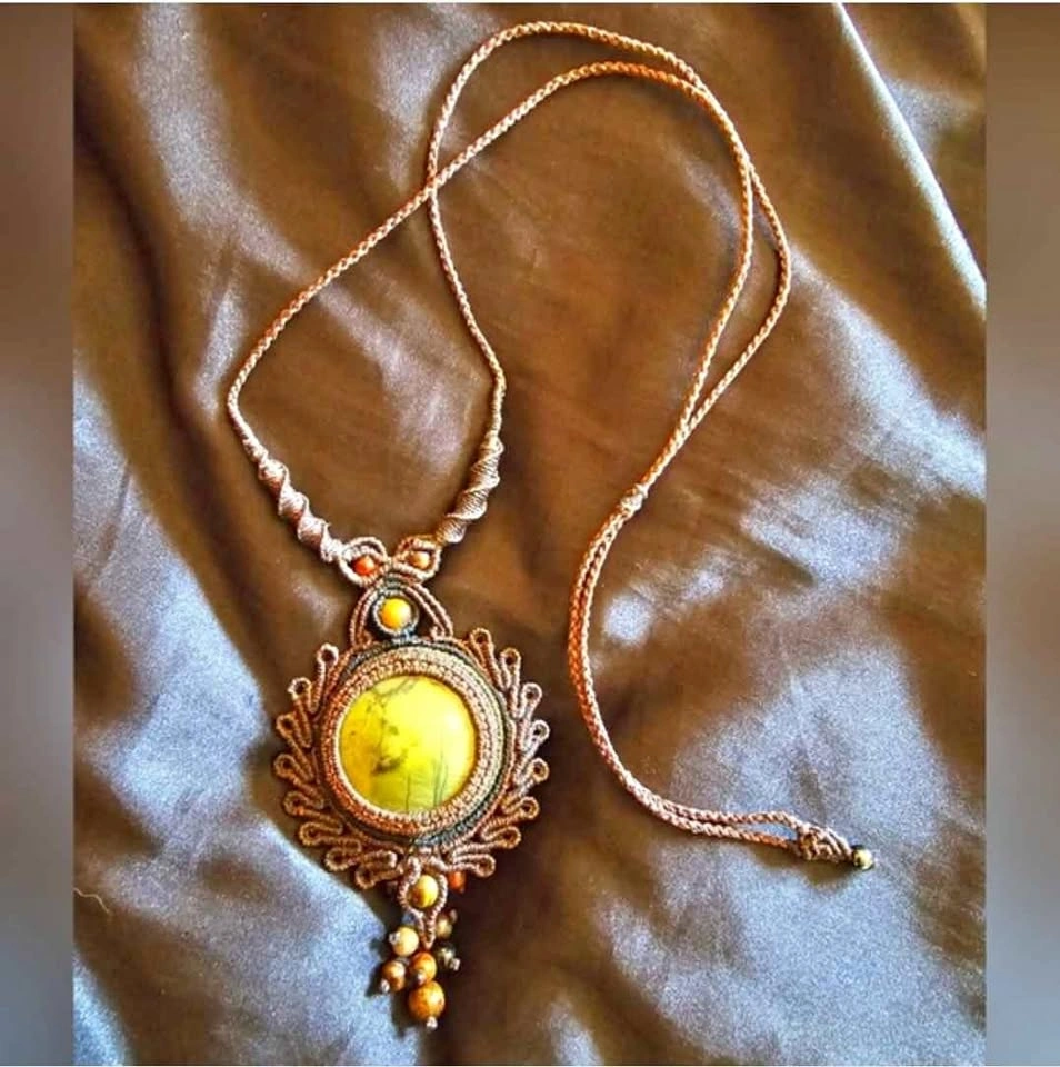 Handmade Peruvian Micro Macrame Hippie New Age Woven Necklace