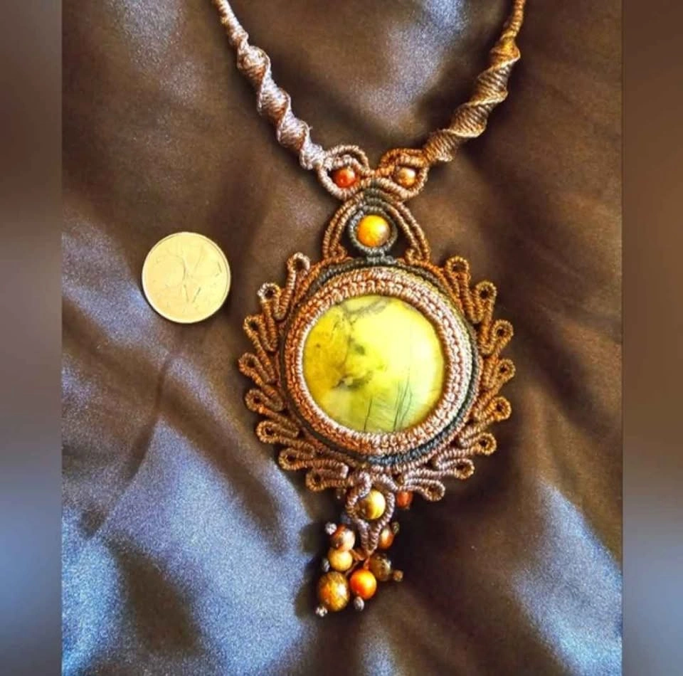 Handmade Peruvian Micro Macrame Hippie New Age Woven Necklace - photo 3