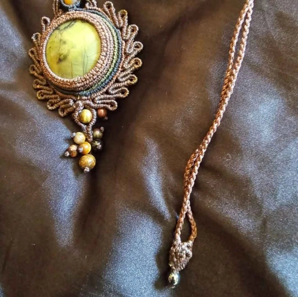 Handmade Peruvian Micro Macrame Hippie New Age Woven Necklace - photo 4