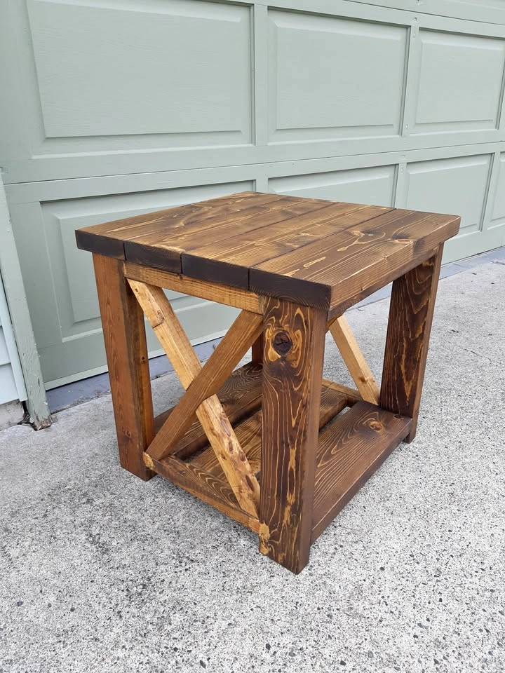 Handmade X-Brace Side Table in Espresso Stain