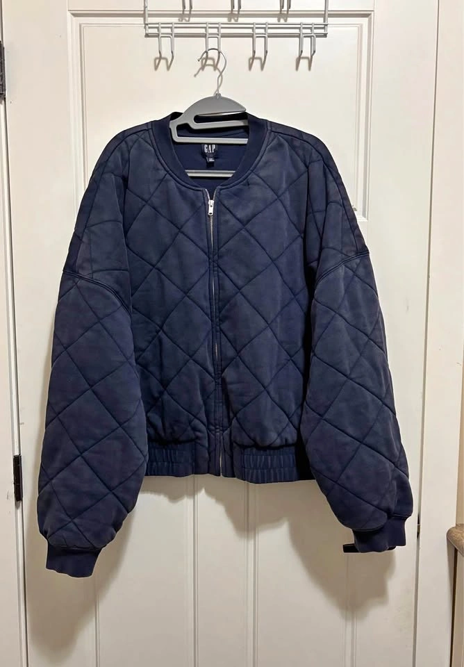 Gap Navy Blue Quilted Bomber Jacket XXL Tall
