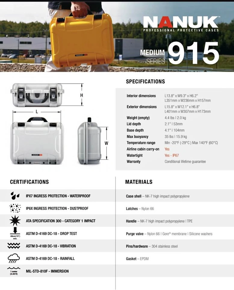 Nanuk 915 Orange with cubbed foam