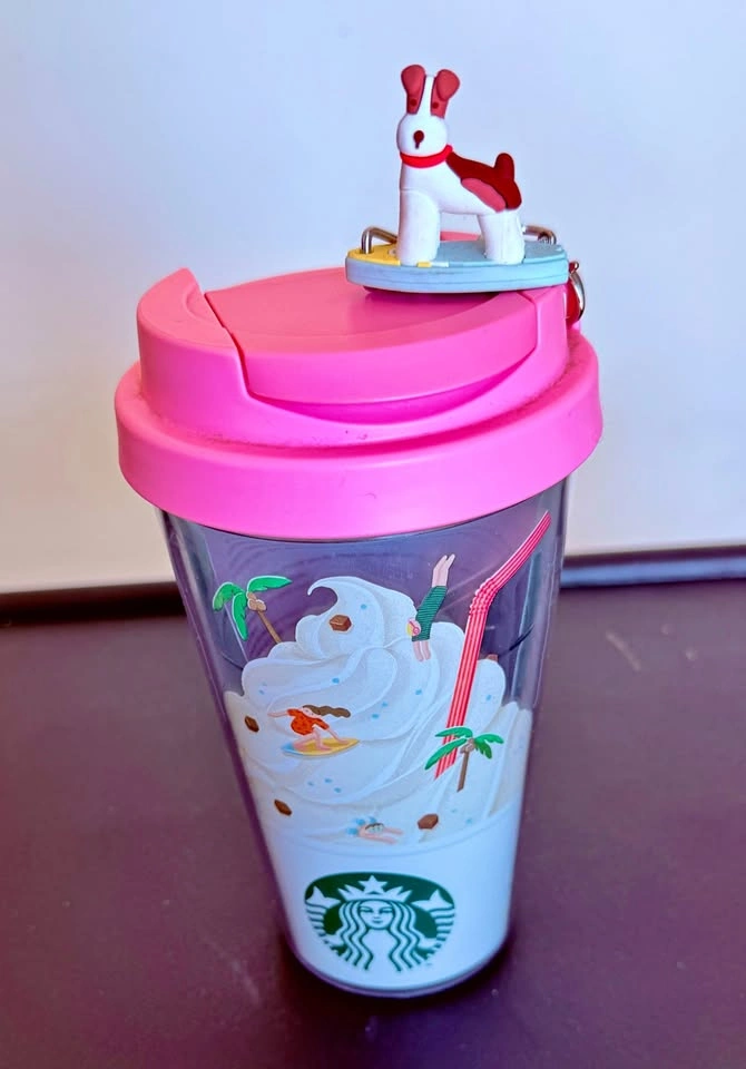 Starbucks Pink Tumbler with Puppy Charm – Brand New, India Exclu