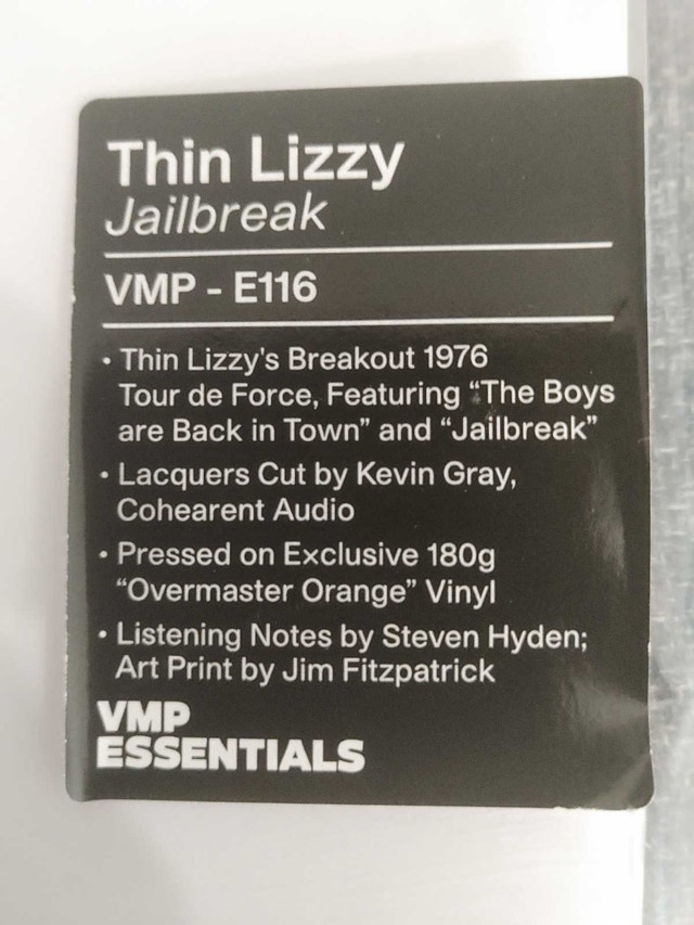 Thin Lizzy - Jailbreak VMP Pressing Vinyl Record LP - photo 2