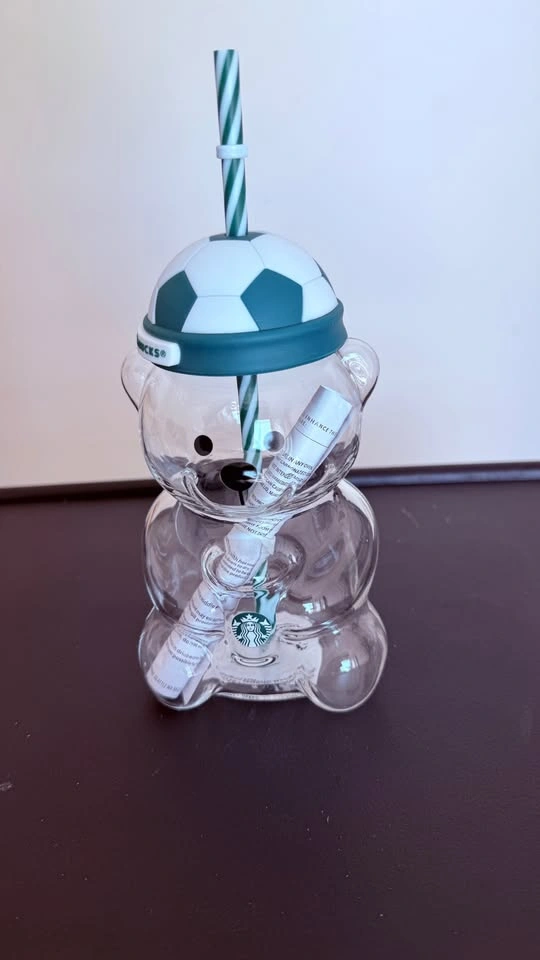 Starbucks Soccer Bearista Glass Cold Cup 20 oz – New with Box - photo 2