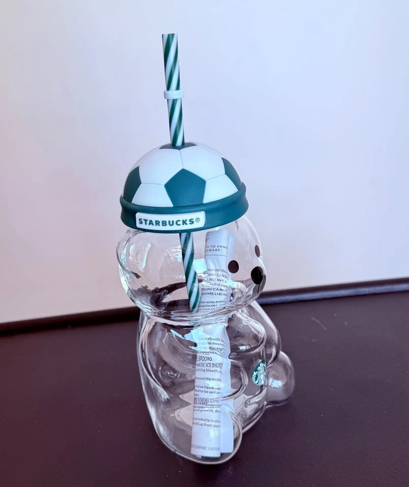 Starbucks Soccer Bearista Glass Cold Cup 20 oz – New with Box - photo 3