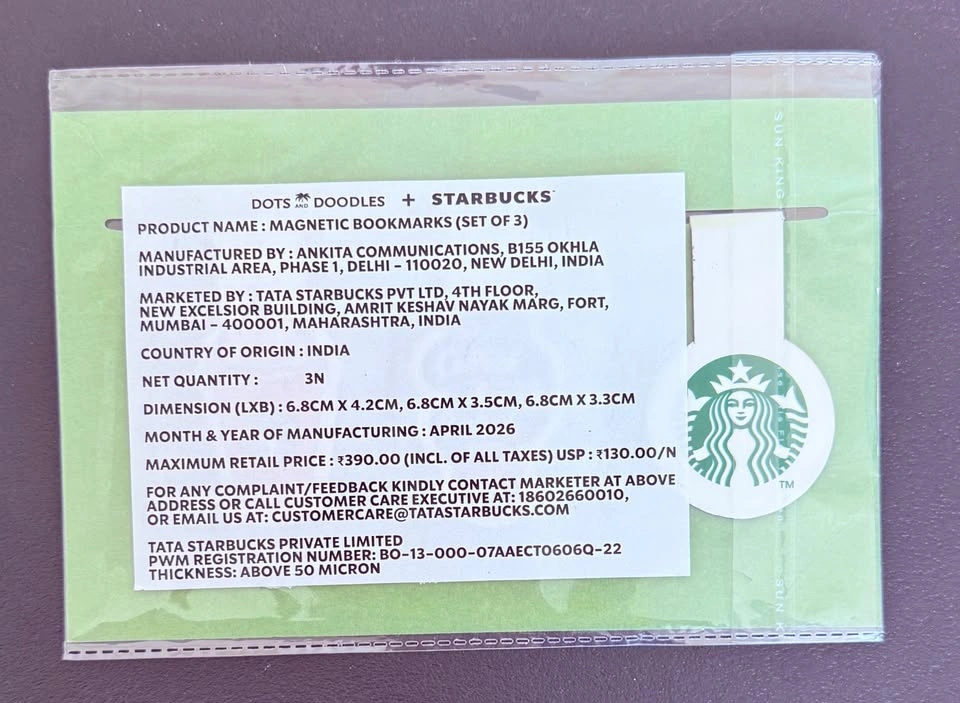 Starbucks India Magnetic Bookmarks – Set of 3, Brand New - photo 3