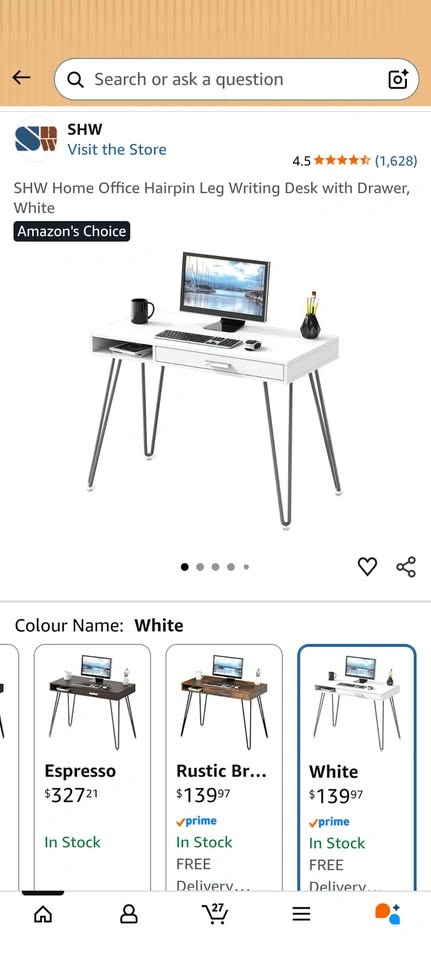 White Desk with Drawer | Moving Sale - photo 2