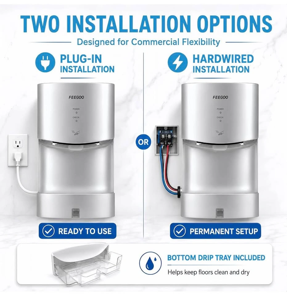 Automatic Commercial Hand Dryer with Drip Tray, 110-130V, Silver - photo 4