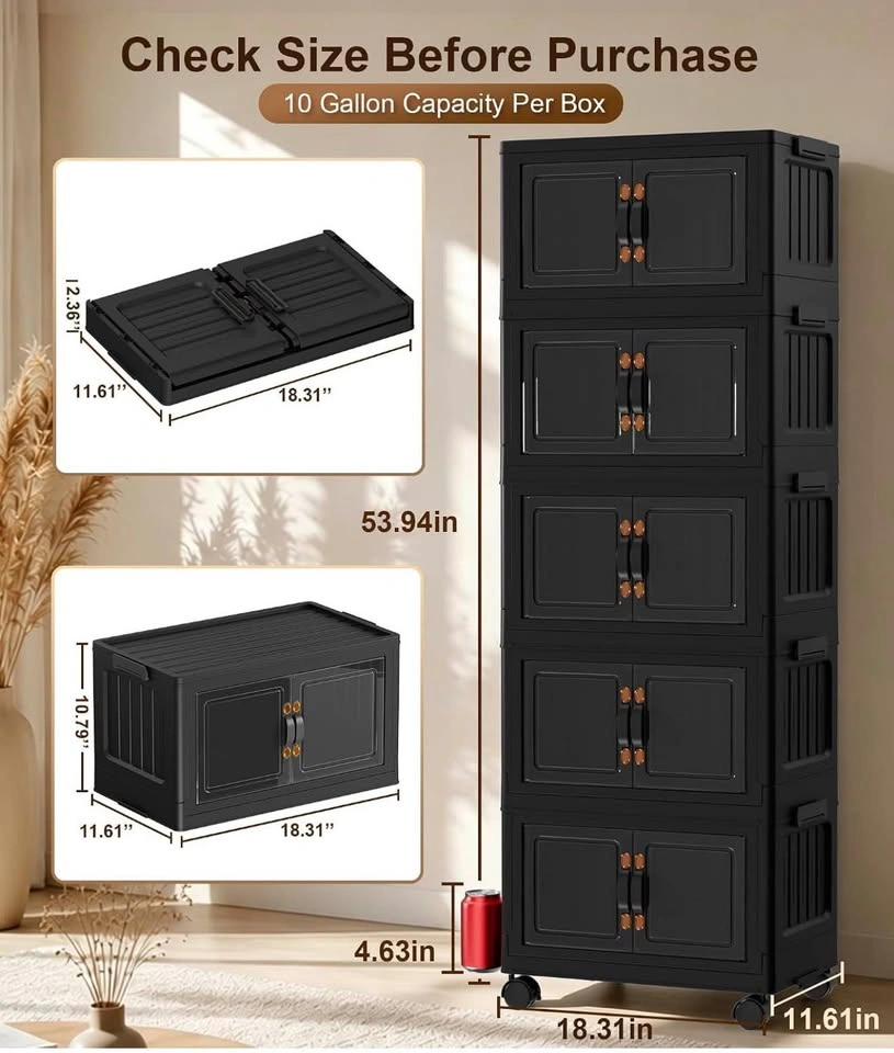 175QT 5-Tier Stackable Storage Bins with Lids - photo 2