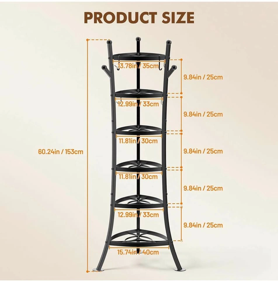 6 Tier Cast Iron Pot Organizer Pan Rack Cookware Storage Tower - photo 2