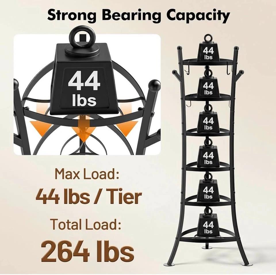 6 Tier Cast Iron Pot Organizer Pan Rack Cookware Storage Tower - photo 4