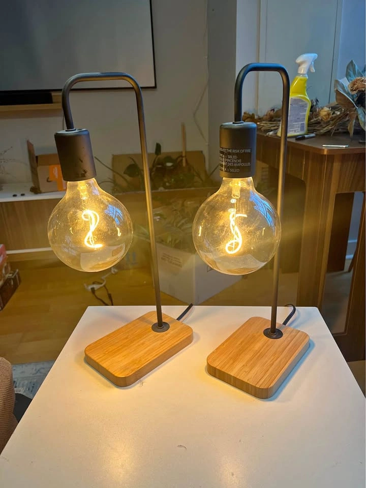 Set of 2 IKEA TVÄRHAND Table Lamps with MOLNART LED Bulbs