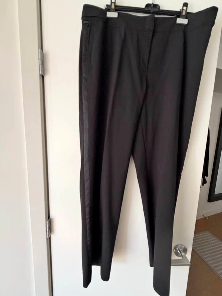 Olsen Black Tuxedo Pants with Satin Stripe