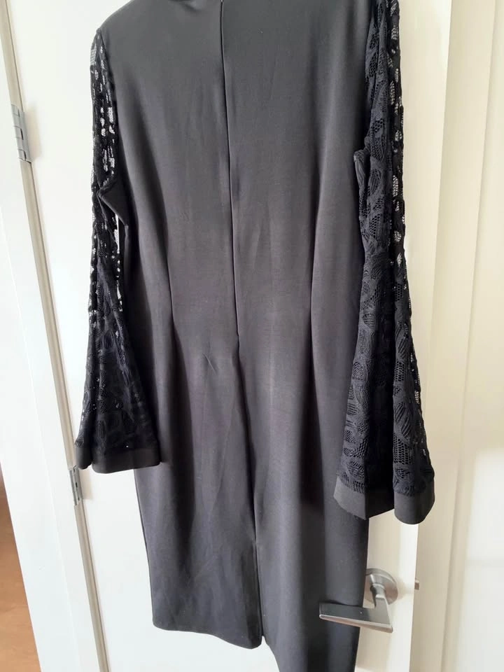 Black XXL Sheath Dress with Lace Bell Sleeves - photo 2