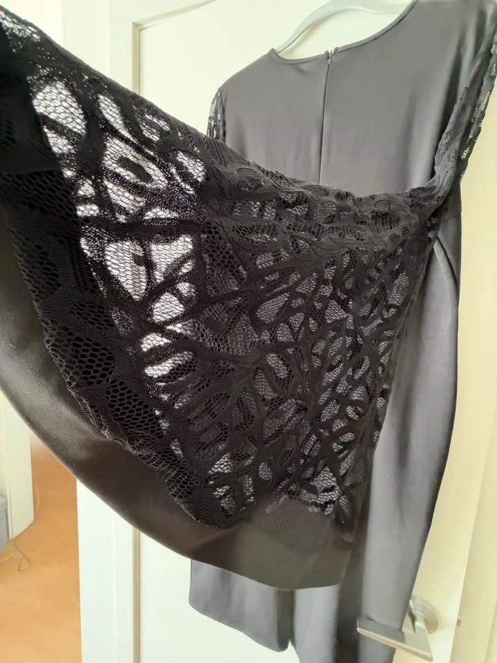Black XXL Sheath Dress with Lace Bell Sleeves - photo 4