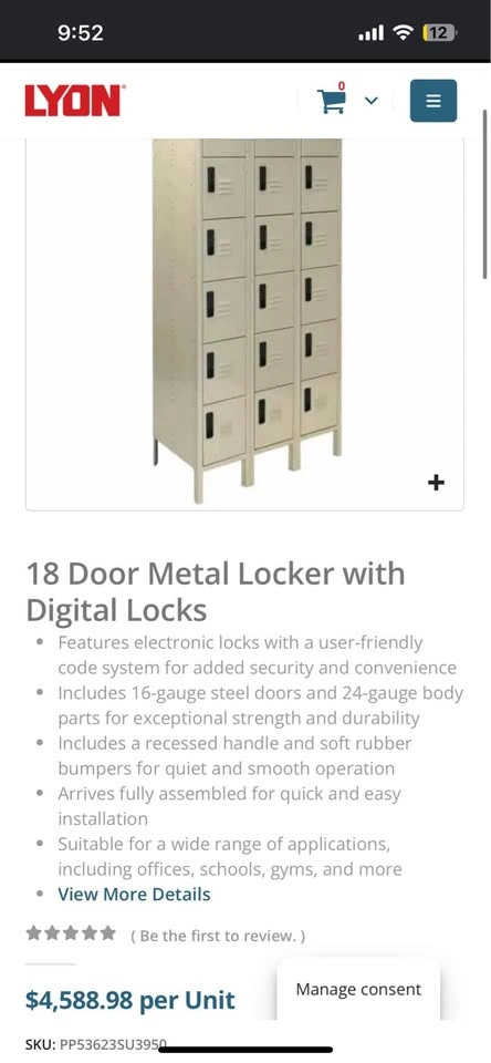 Lyon 18 Door Metal Locker with Digital Locks - photo 5