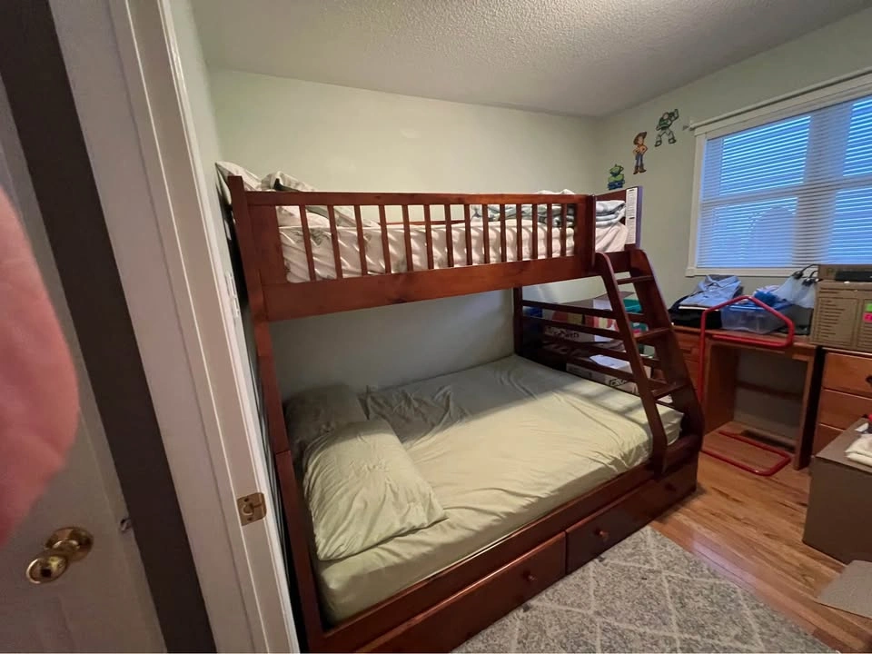Twin Over Full Solid Wooden Bunk Beds with 2 Storage Drawers - photo 2