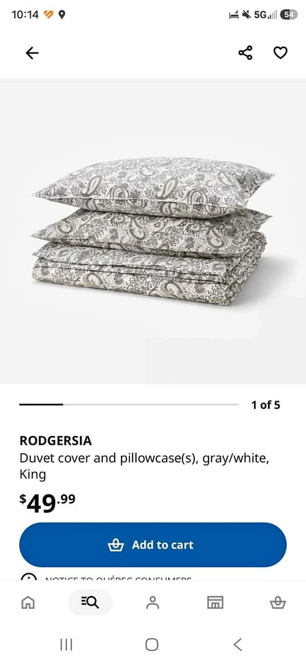 IKEA RODGERSIA King Duvet Cover and Pillowcase Set