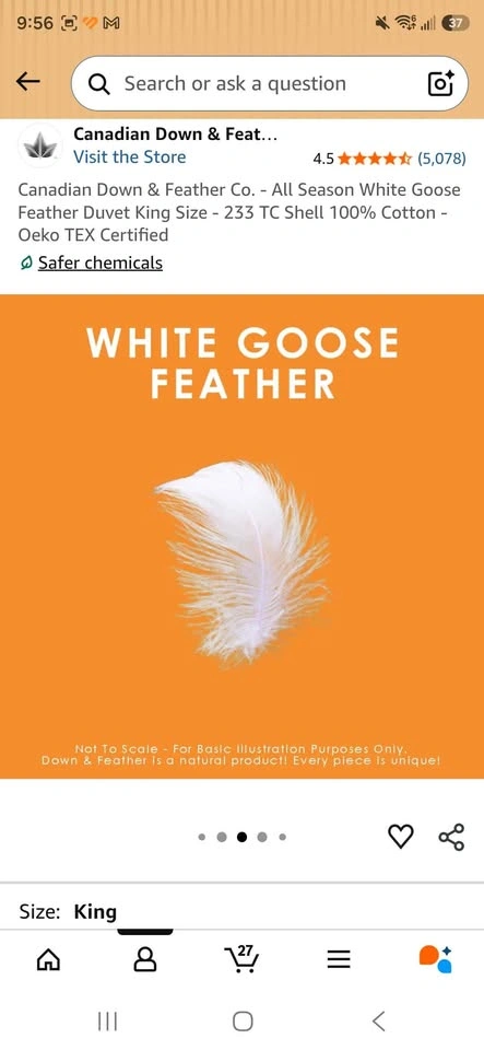 Canadian Down & Feather Co. KING SIZE White Goose Feather Duvet - photo 2