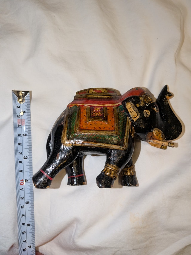 Hand-Painted Wooden Elephant Figurine - photo 3