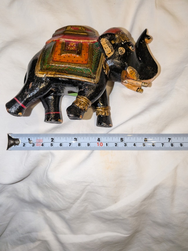 Hand-Painted Wooden Elephant Figurine - photo 4